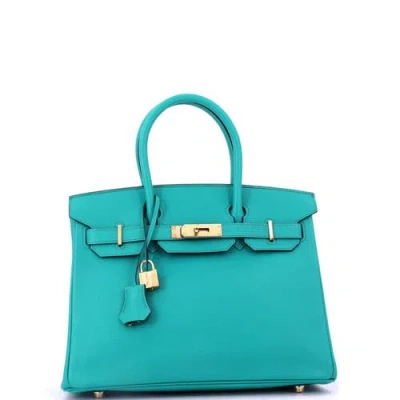 Pre-owned Hermes  Hermes Birkin Handbag Blue Epsom With Gold Hardware 30 In Blue