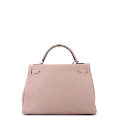 Pre-owned Hermes  Hermes Kelly Handbag Grey Togo With Palladium Hardware 32 In Pink