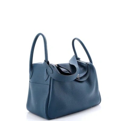 Pre-owned Hermes  Hermes Lindy Bag Clemence 34 In Blue
