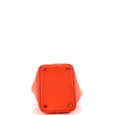 Pre-owned Hermes  Hermes Picotin Lock Bag Clemence Pm In Orange