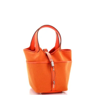 Pre-owned Hermes  Hermes Cargo Picotin Lock Bag Canvas And Swift Pm In Orange