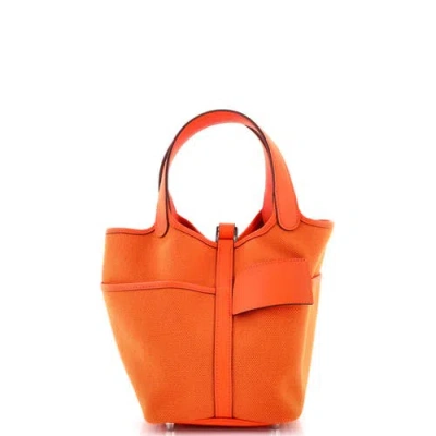 Pre-owned Hermes  Hermes Cargo Picotin Lock Bag Canvas And Swift Pm In Orange