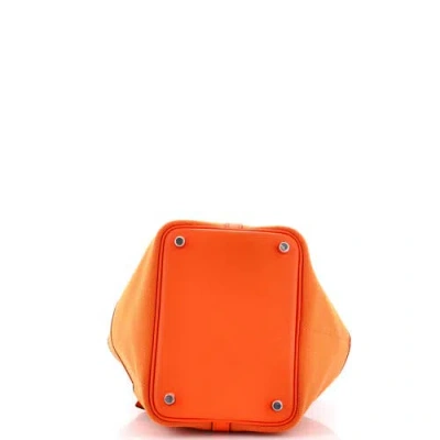 Pre-owned Hermes  Hermes Cargo Picotin Lock Bag Canvas And Swift Pm In Orange