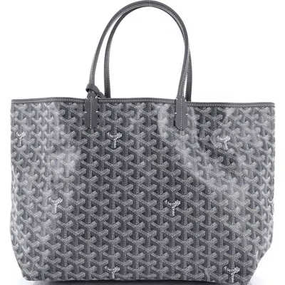 Pre-owned Goyard  Goyard Saint Louis Tote Coated Canvas Pm In Gray
