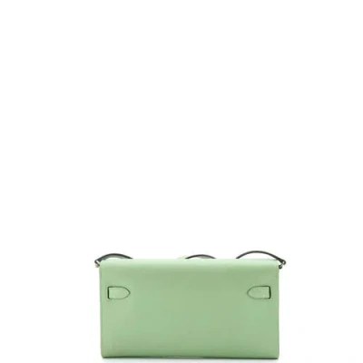 Pre-owned Hermes  Hermes Kelly To Go Wallet Evercolor In Green