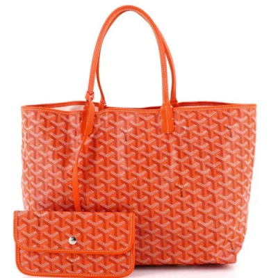 Pre-owned Goyard  Goyard Saint Louis Tote Coated Canvas Pm In Orange