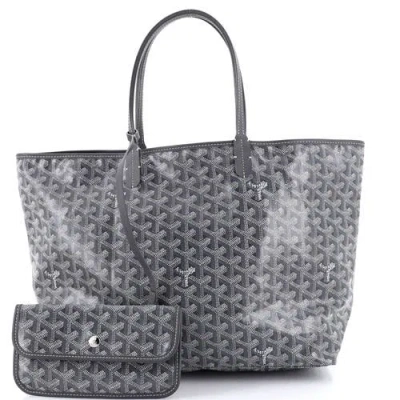 Pre-owned Goyard  Goyard Saint Louis Tote Coated Canvas Pm In Gray