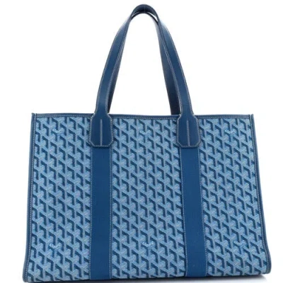 Pre-owned Goyard  Goyard Villette Tote Coated Canvas Mm In Blue