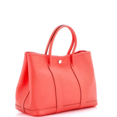 Pre-owned Hermes  Hermes Garden Party Tote Leather 30 In Red
