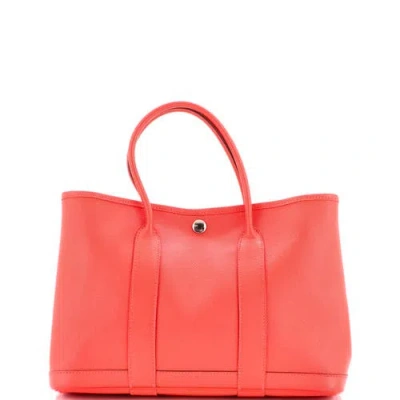Pre-owned Hermes  Hermes Garden Party Tote Leather 30 In Red