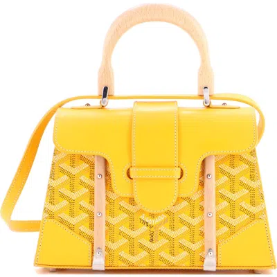 Pre-owned Goyard  Goyard Structured Saigon Top Handle Bag Coated Canvas With Leather Mini In Yellow