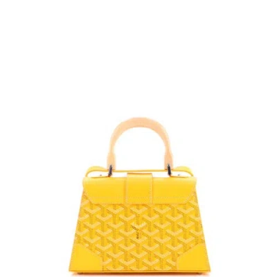 Pre-owned Goyard  Goyard Structured Saigon Top Handle Bag Coated Canvas With Leather Mini In Yellow