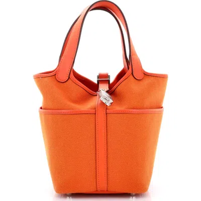 Pre-owned Hermes  Hermes Cargo Picotin Lock Bag Canvas And Swift Pm In Orange
