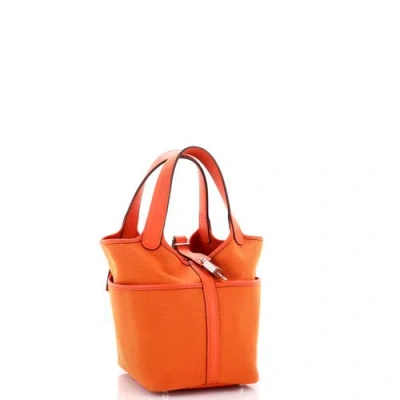 Pre-owned Hermes  Hermes Cargo Picotin Lock Bag Canvas And Swift Pm In Orange