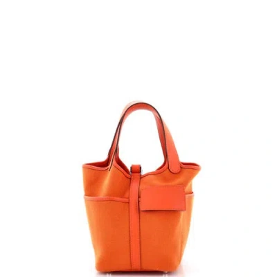 Pre-owned Hermes  Hermes Cargo Picotin Lock Bag Canvas And Swift Pm In Orange