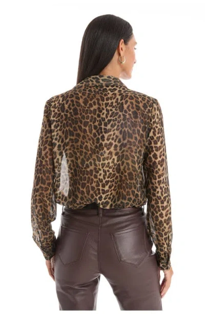 The Noli Shop Ana Chiffon Blouse In Brown
