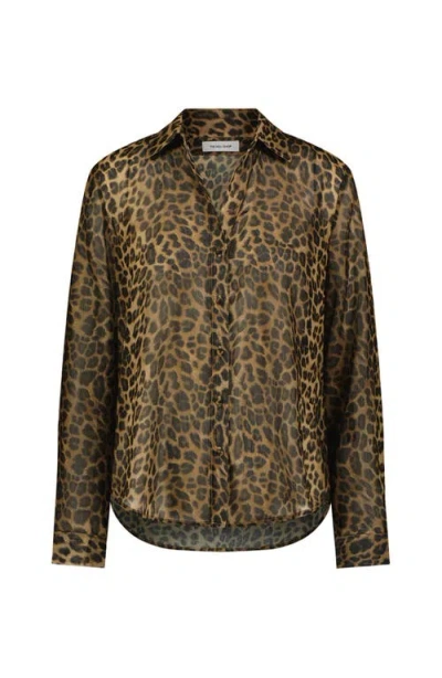 The Noli Shop Ana Chiffon Blouse In Brown