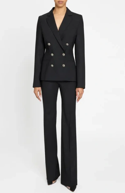 Santorelli Quinn Double Breasted Jacket In Virgin Wool Stretch In Black