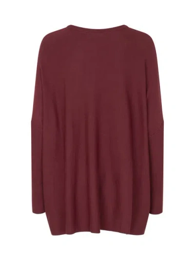 Masai Copenhagen Long Sleeve Round Neck Knit Sweater In Burgundy