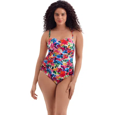 Longitude Shirred Sweetheart Tank Long Torso One-piece Swimsuit In Animal Print