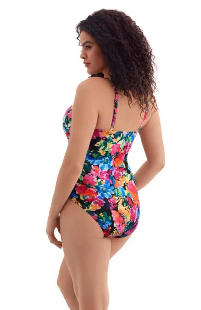 Longitude Shirred Sweetheart Tank Long Torso One-piece Swimsuit In Animal Print