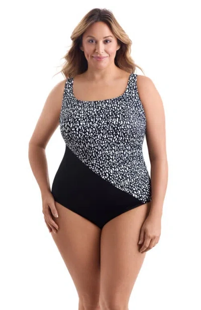 Longitude Side Shirred Tank Long Torso One-piece Swimsuit In Black