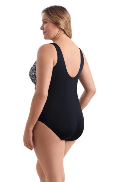 Longitude Side Shirred Tank Long Torso One-piece Swimsuit In Black