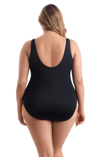 Longitude Side Shirred Tank Long Torso One-piece Swimsuit In Black