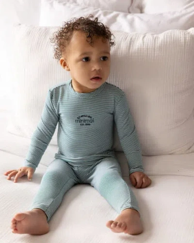 Minimoi Mini-stripe Generation Pajama Set In Green