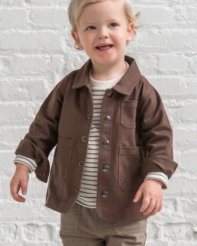 Kendi Denver Twill Chore Jacket In Brown