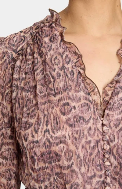 Santorelli Lana Long Sleeve Ruffle Top In Multi