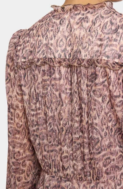 Santorelli Lana Long Sleeve Ruffle Top In Multi