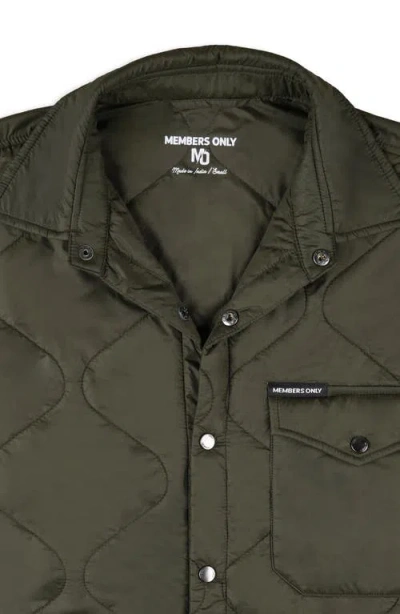 Members Only Quilted Shirt Jacket In Green