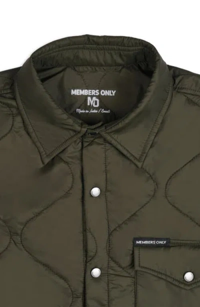 Members Only Quilted Shirt Jacket In Green