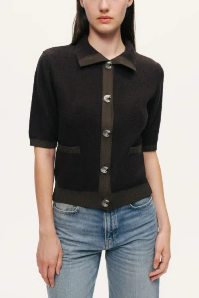 Nocturne Contrast-trim Short-sleeve Cardigan In Multi