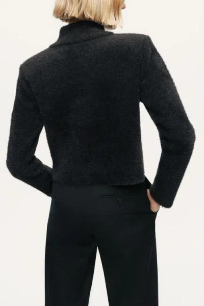 Nocturne Heart-button Cutaway Mock-neck Cardigan In Multi