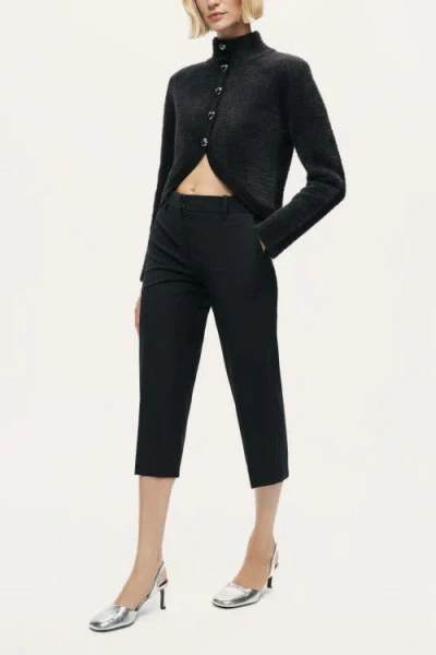 Nocturne Heart-button Cutaway Mock-neck Cardigan In Multi