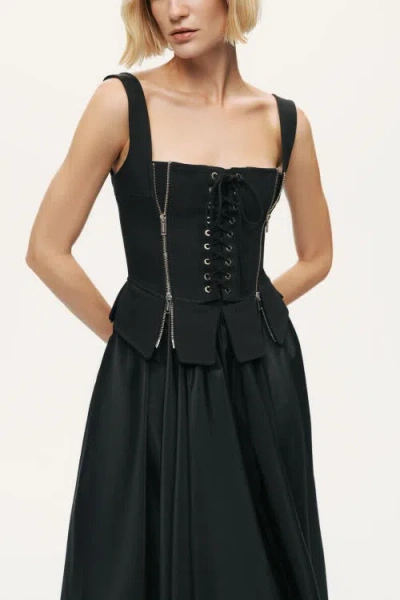 Nocturne Laced Corset Maxi Dress In Black