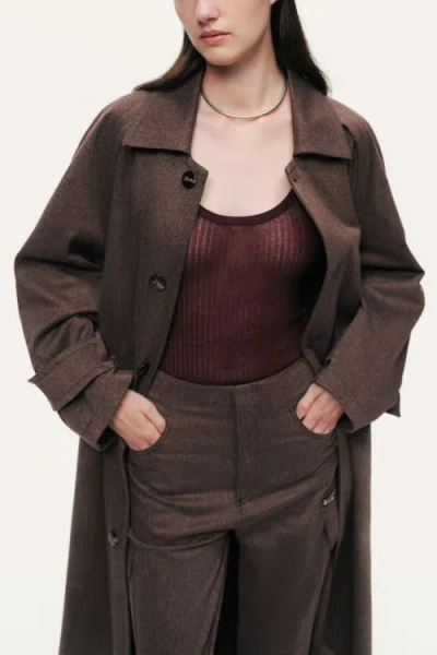 Nocturne Single-breasted Trench Coat In Brown