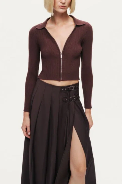 Nocturne Belted Pleated Maxi Skirt In Brown