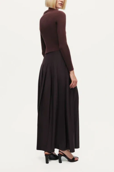 Nocturne Belted Pleated Maxi Skirt In Brown