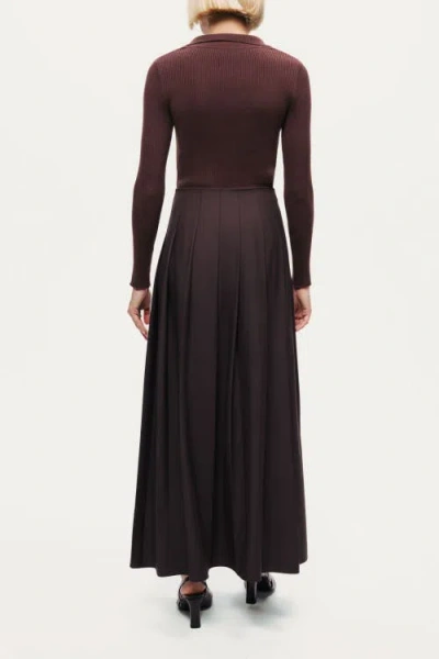 Nocturne Belted Pleated Maxi Skirt In Brown