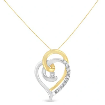 Haus Of Brilliance 10k Gold Diamond Accent Open Double Heart Spiral Curl Pendant Necklace In Multi