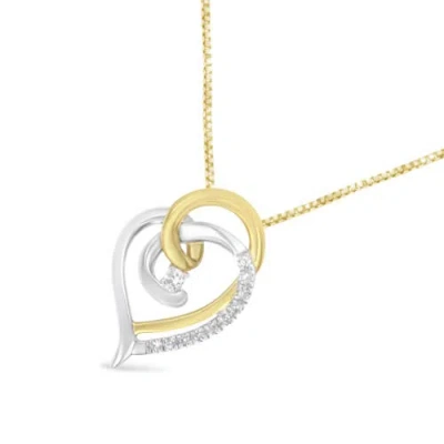 Haus Of Brilliance 10k Gold Diamond Accent Open Double Heart Spiral Curl Pendant Necklace In Multi
