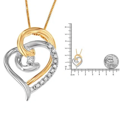 Haus Of Brilliance 10k Gold Diamond Accent Open Double Heart Spiral Curl Pendant Necklace In Multi