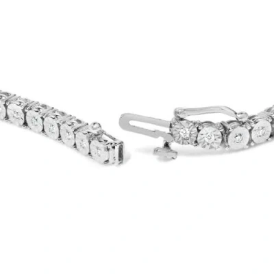 Haus Of Brilliance 14k White Gold 3.0 Cttw Lab Grown Diamond Illusion-set Miracle Plate Tennis Bracelet In Metallic
