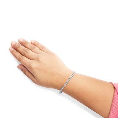 Haus Of Brilliance 14k White Gold 3.0 Cttw Lab Grown Diamond Illusion-set Miracle Plate Tennis Bracelet In Metallic