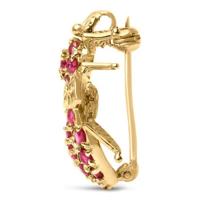 Haus Of Brilliance 14k Yellow Gold Red Ruby Bee Brooch Pin In Multi