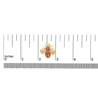 Haus Of Brilliance 14k Yellow Gold Red Ruby Bee Brooch Pin In Multi