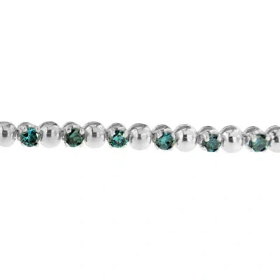 Haus Of Brilliance 14k White Gold Round-cut Blue Diamonds Bracelet In White